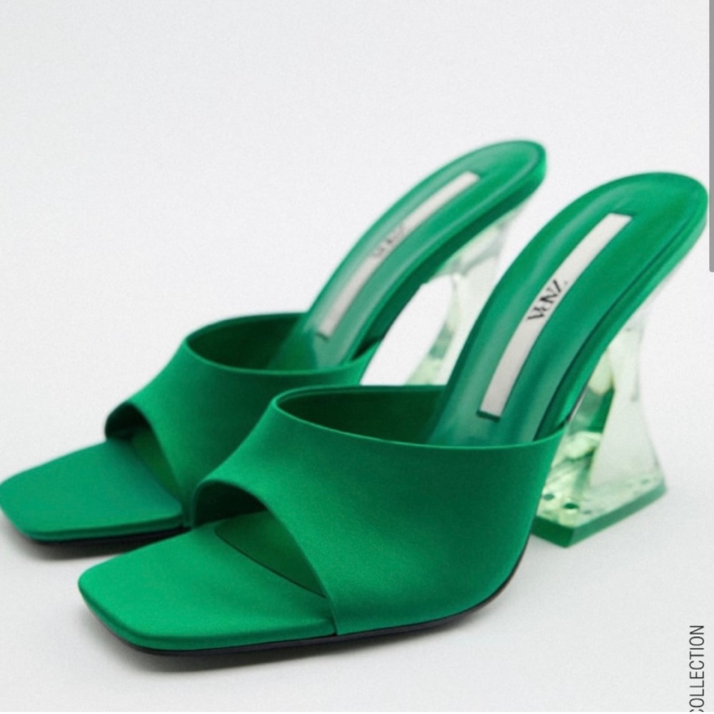 Zara Green Acrylic Heel Slides
